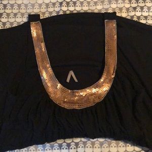 Black and gold sequin tank top